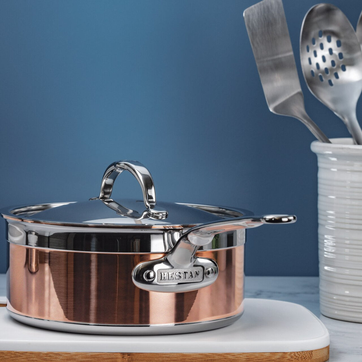 Hestan CopperBond Induction Copper Skillet & Saucepans & Lids Set: 7 Piece