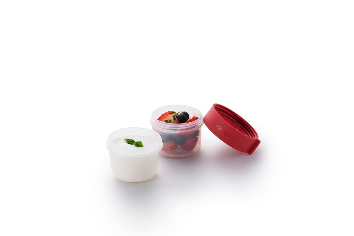 LocknLock 2-Way Containers, 150ml & 150ml - Red or Grey