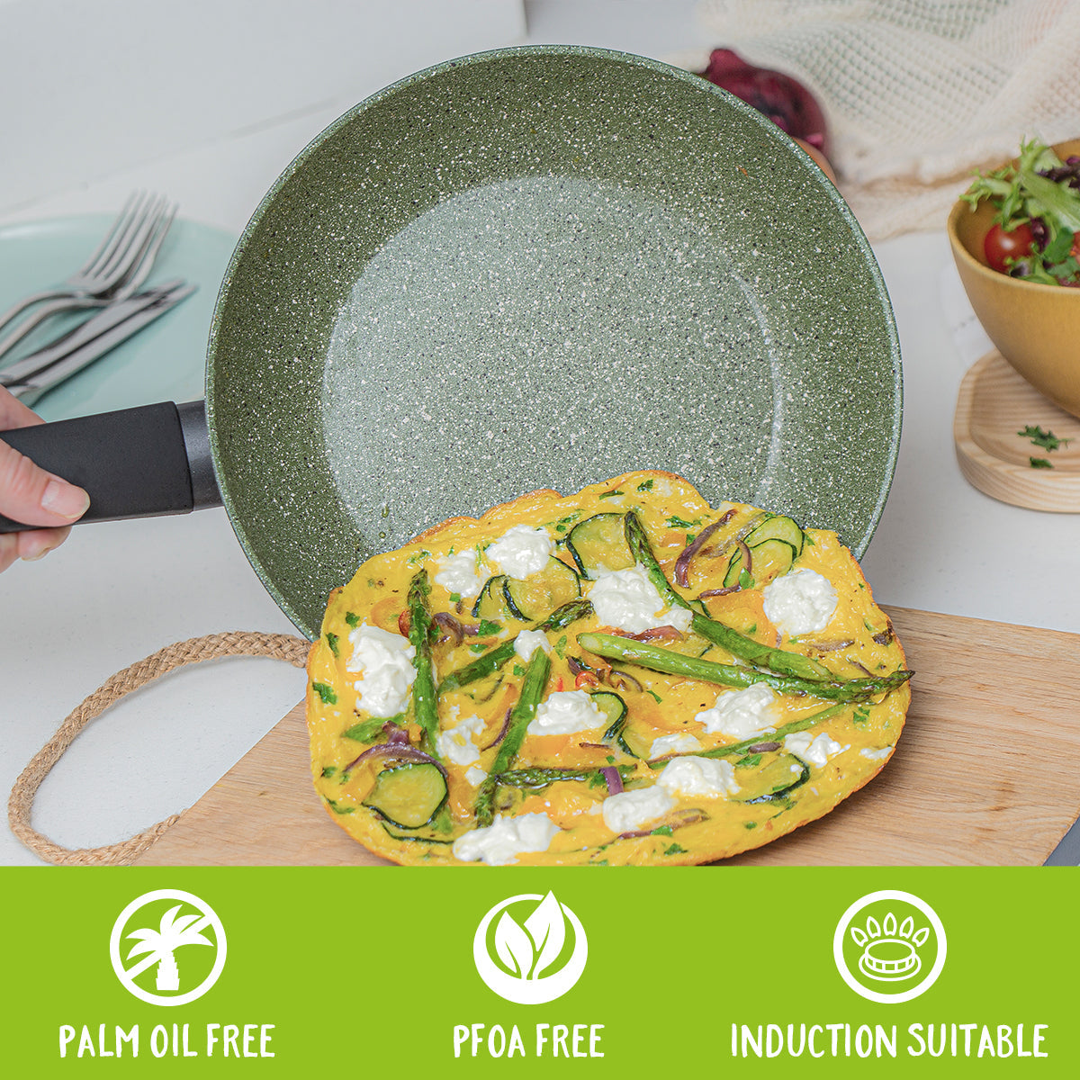 Prestige Eco Frying Pan Induction and Plant Based Non Stick Cookware - 20 cm