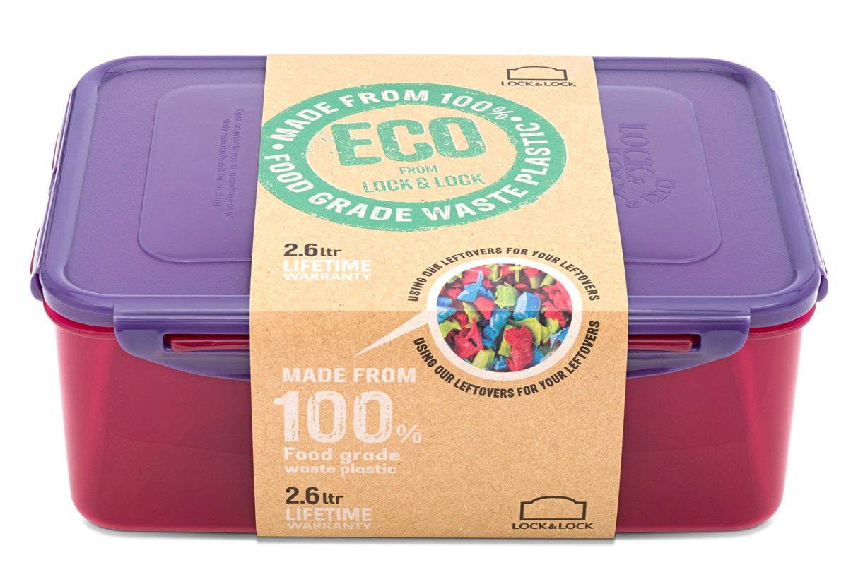 LocknLock Eco Food Container Rectangular Reusable Lunch Storage Box - 2.6 L