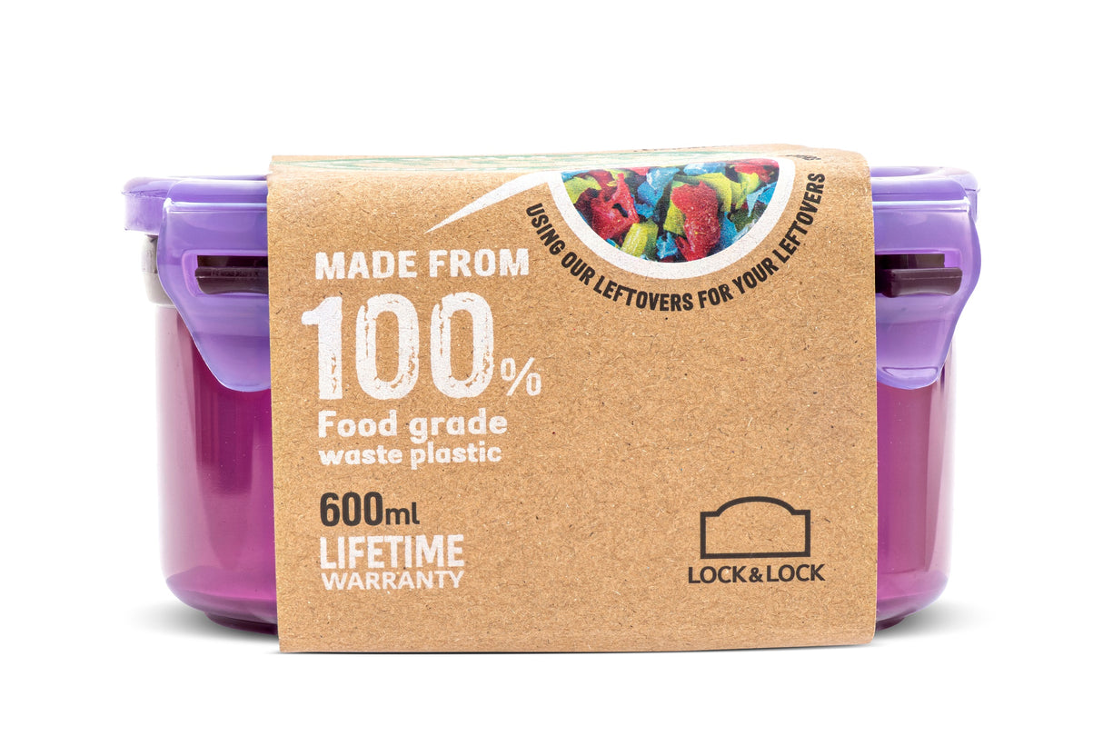 LocknLock Eco Food Container Reusable Round Kitchen Lunch Storage Box - 600 ml