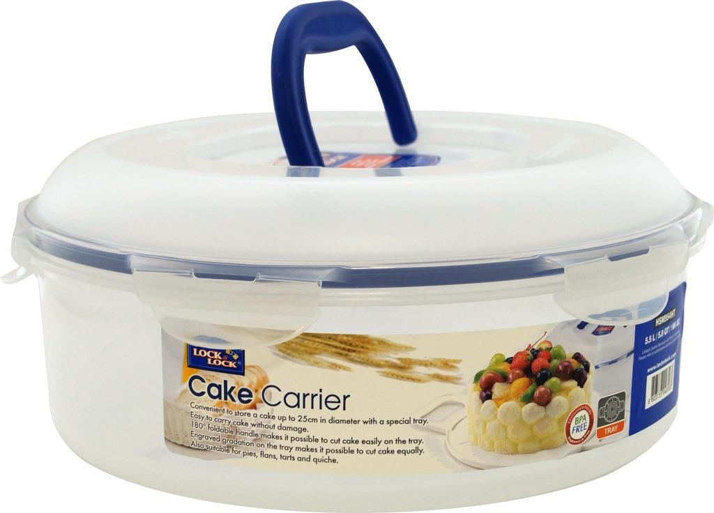 LocknLock Classic Cake Carrier with Tray & Carry Handle Round Container - 5.5 L