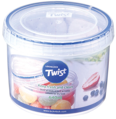 LocknLock Twist Food Container Reusable Round Kitchen Lunch Storage Box - 640 ml