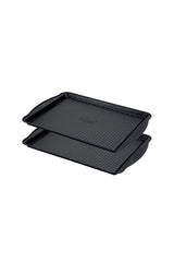 Prestige Aerolift Oven Tray Set Black Steel Twin Pack Large Bakeware - 11 x 15"