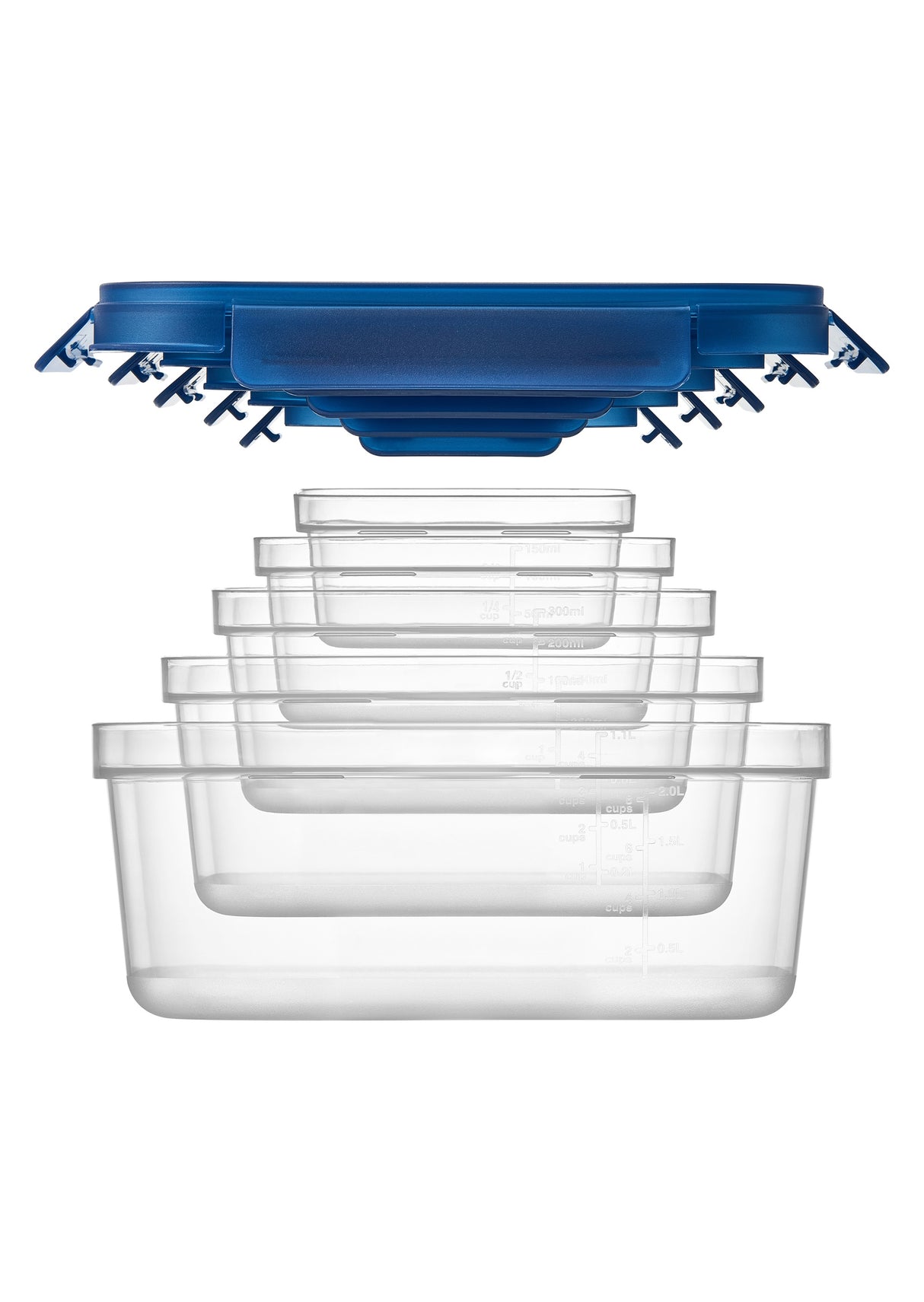 LocknLock NestnLock Container Set, 5pce - Blue