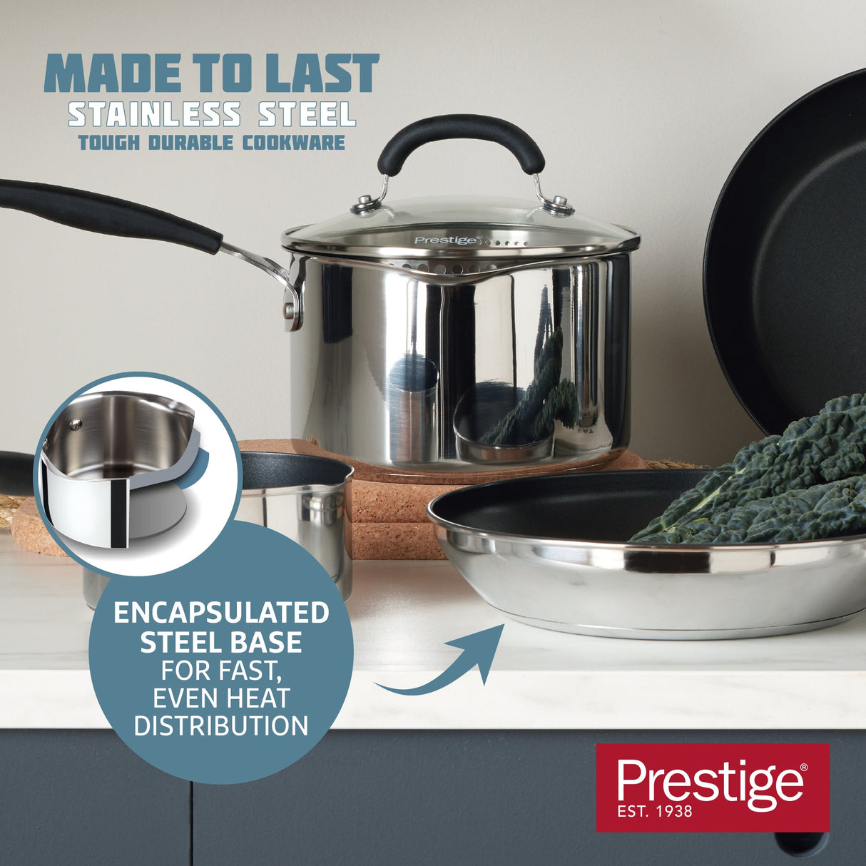 Prestige Made to Last Saucepan with Double Sided Straining Lids - 20 cm / 2.8 L