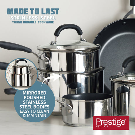 Prestige Made to Last Saucepan with Double Sided Straining Lids - 18 cm / 1.9 L