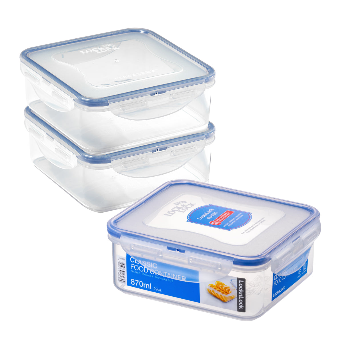 Kitchenware Box LocknLock Classic Food Container Set 870 ml Square Storage Boxes - Pac ...