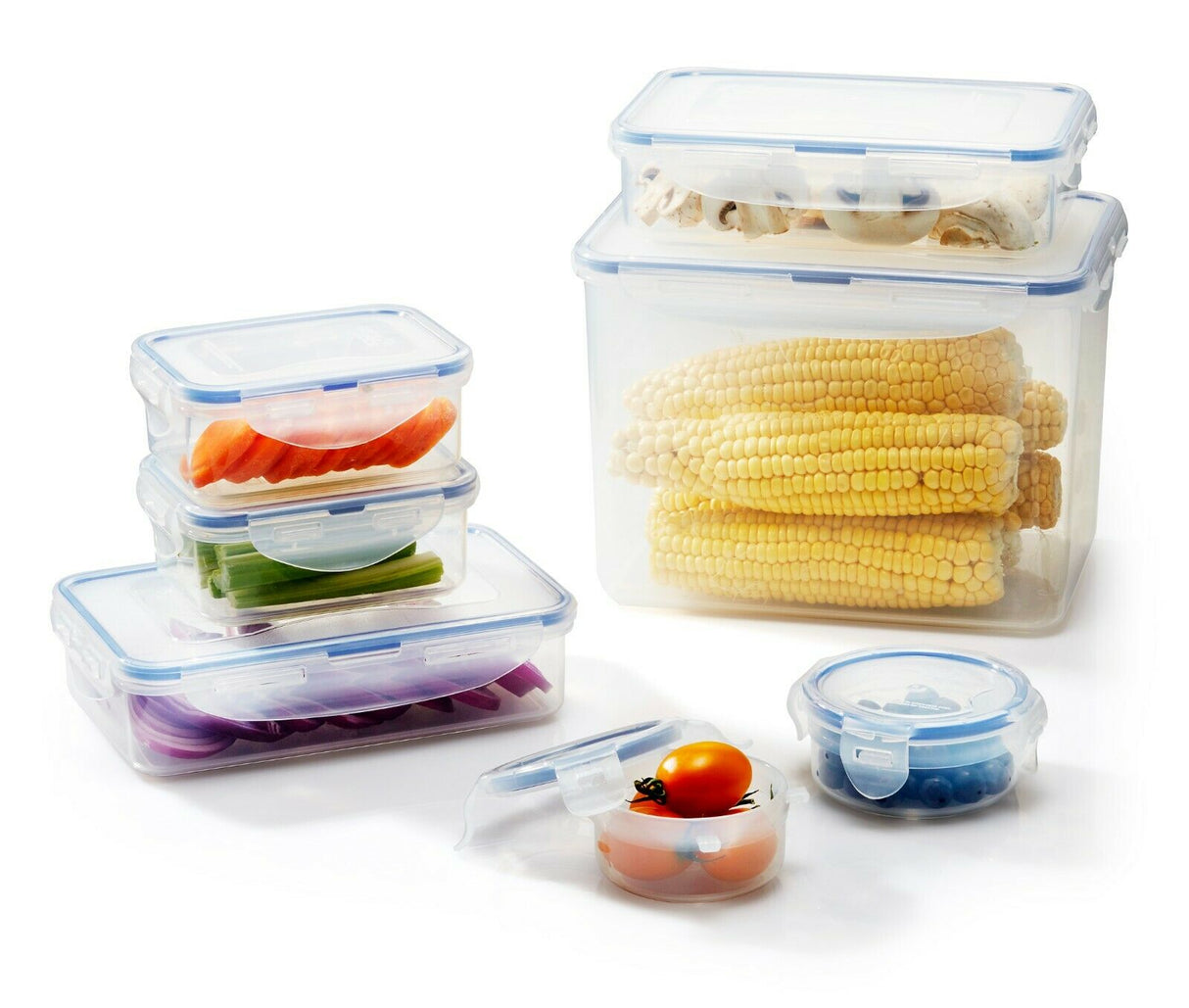 LocknLock Food Containers with Lids Kitchen Essential Storage Boxes - Pack of 7