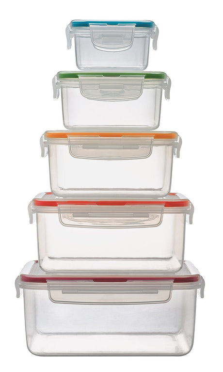 LocknLock Nestable Food Containers Set Rainbow Design Storage Boxes - Pack of 5