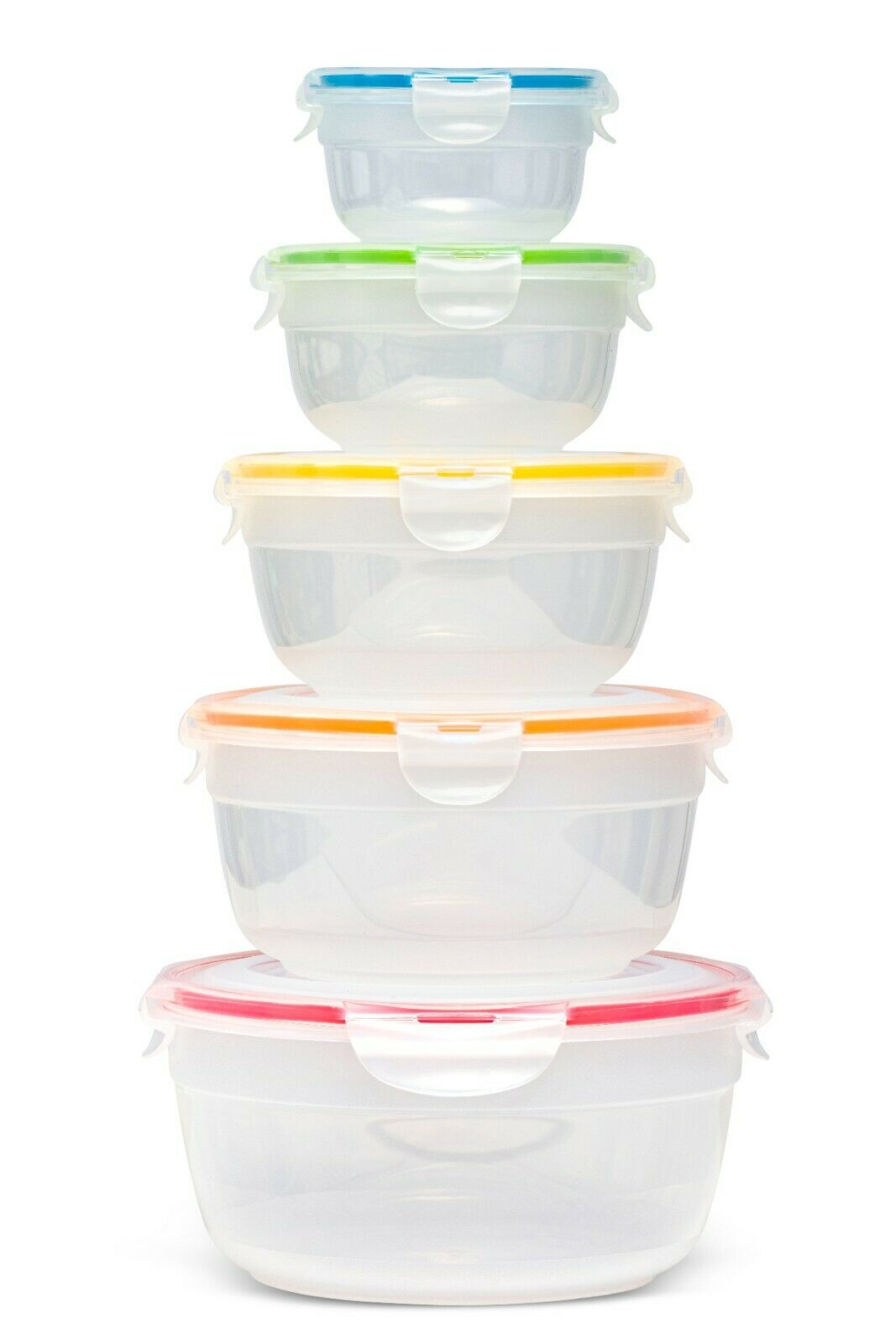 LocknLock Nestable Food Containers with Lids Round Meal Prep Boxes - Pack of 5