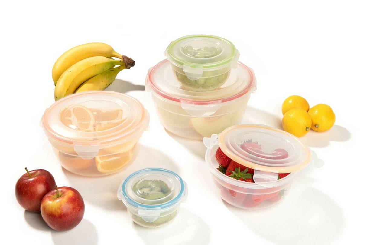 LocknLock Nestable Food Containers with Lids Round Meal Prep Boxes - Pack of 5