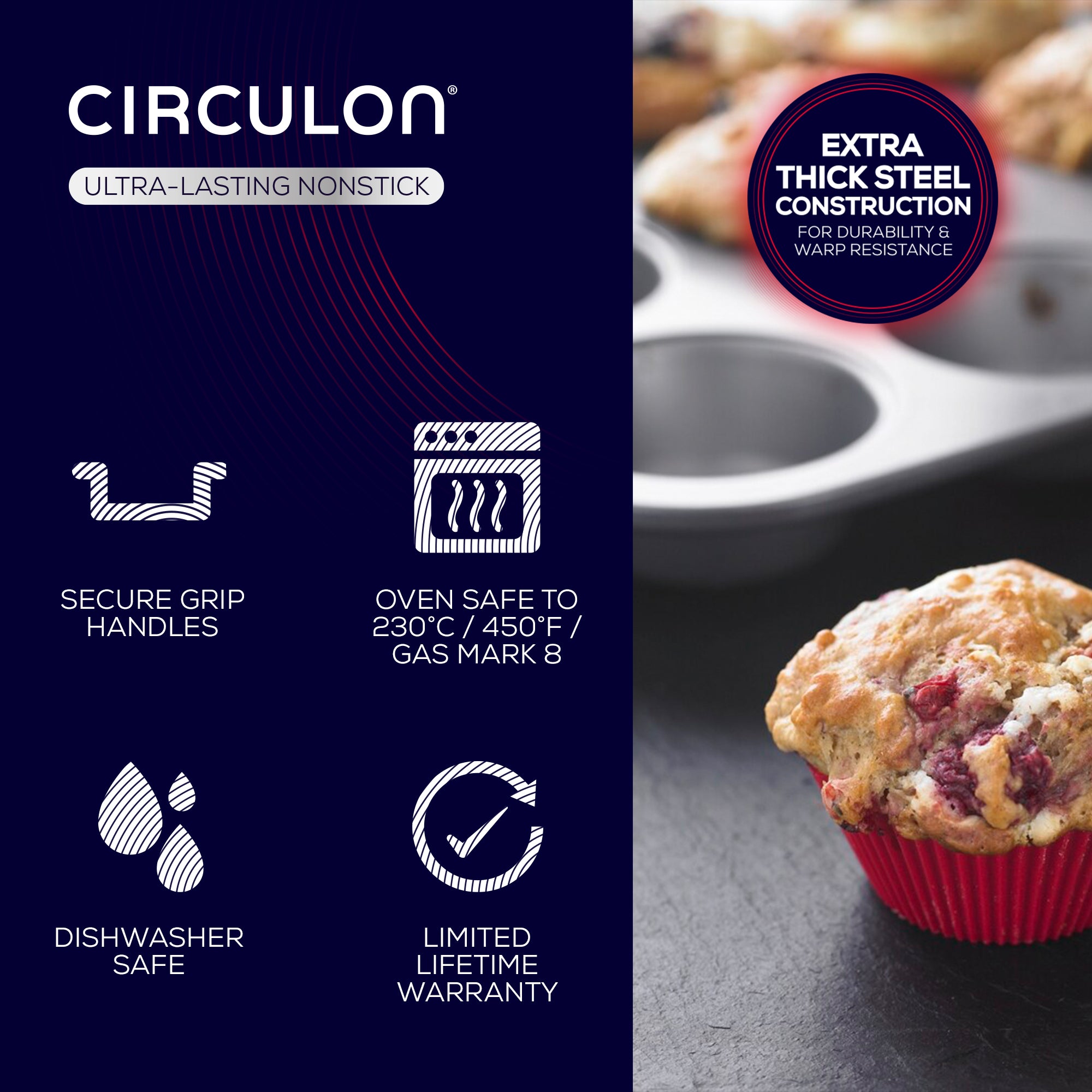 Circulon Momentum Vassoio Per Forno In Acciaio: 47 Cm, Antiaderente, Lavabile In Lavastoviglie, Fino A 230°C